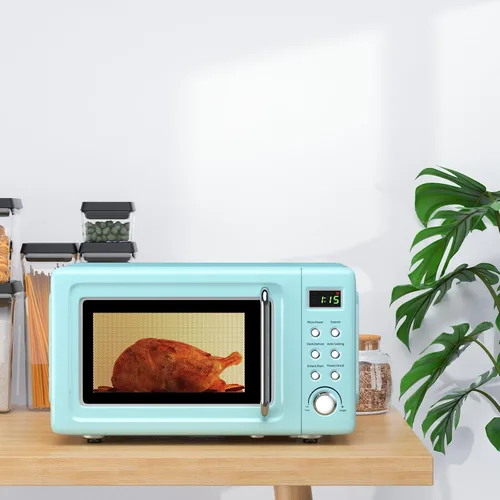 Miniatura 8 de ARLIME Microondas retro de 0.7 pies cúbicos, microondas para encimera de 700 W con 5 micro descongelación de potencia y función de cocción Blanco
