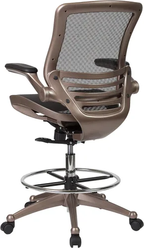 Miniatura 5 de Silla Flash Furniture de malla, negra, transparente, con marco dorado melrose y brazos abatibles, Metal, Negro, "Negro