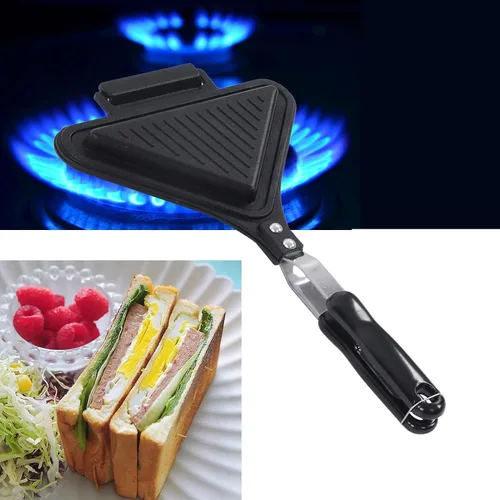 Miniatura 6 de Butty Maker, doble cara rectangular forma butty pan con asa, multifuncional antiadherente a la parrilla panini maker, para cocina y hogar, 13 4 x 7