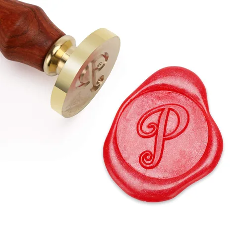 Miniatura 13 de Sello de cera Mceal, sello de latón con mango de madera, sello grande de 30 mm, letra H caligráfica