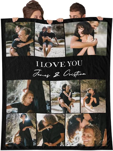 Miniatura 11 de Youltar - Manta personalizada con texto y collage de fotos, regalo de recuerdo de cumpleaños para papá, mamá, niños, perros, amigos o pareja