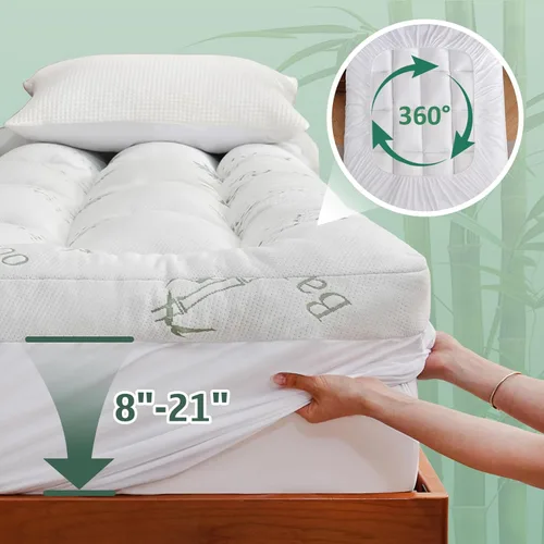Miniatura 6 de DOWNCOOL 3 Inch Twin Mattress Topper – Cooling Memory Foam Mattress Topper for Back Pain Relief, Breathable Bamboo Viscose Air Layer, 1700 GSM Fill