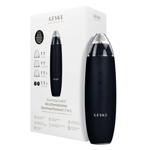 GESKE SmartAppGuided MicroDermabrasion Blackhead Remover | 7 en 1 | Removedor de puntos negros | Limpiador eléctrico de poros | Innovadora taza de