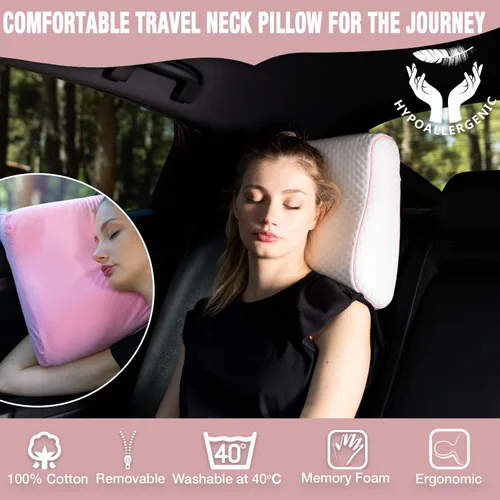 Miniatura 9 de alkamto Cómoda almohada de espuma viscoelástica para viajes y campamentos, bolsa portátil fácil de llevar, funda de almohada con regulación