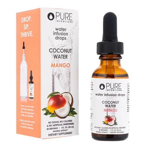 Miniatura 11 de Pure Inventions - Gotas saborizantes de agua, agua de coco, sin azúcar, calorías o edulcorantes artificiales, 500 dosis, 16 onzas por botella Coco
