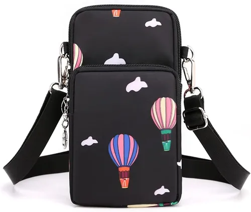 Bolsa de viaje para teléfono celular, bolsa cruzada para Galaxy S25 Ultra S24 Ultra S25+ S24 FE A16 A36 Moto G 5G 2025 OnePlus 13 Negro y globo