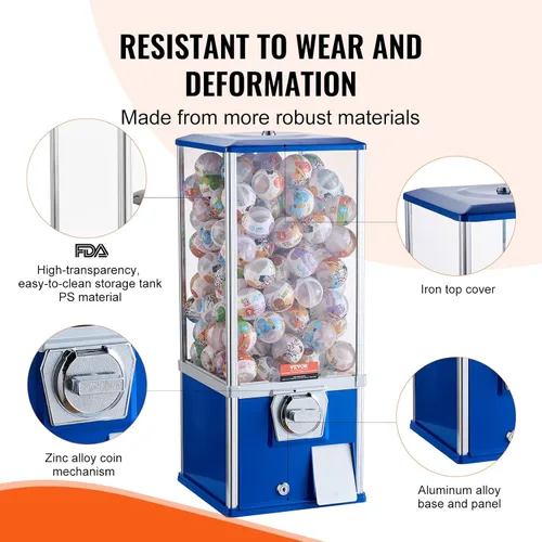 Miniatura 3 de VEVOR - Máquina de chicles para niños, máquina expendedora doméstica de 25" de altura, dispensador de bolas rebotadoras PS, sostiene 230 juguetes