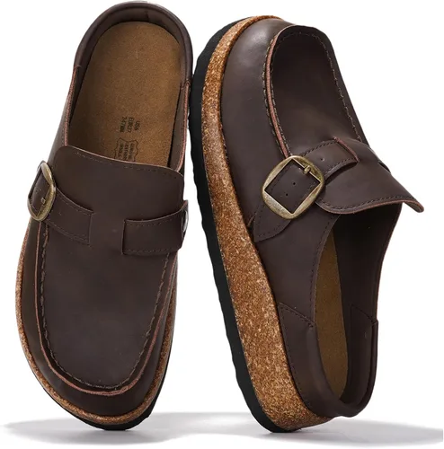 Miniatura 14 de Project Cloud – Zuecos estilo mocasín para mujer de cuero 100% auténtico, con espuma viscoelástica, resistentes al agua, tipo slip-on