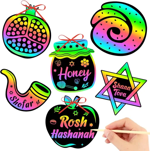 Miniatura 32 de JULMELON Paquete de 36 tarjetas para rascar con diseño de manzanas para el regreso a clases, tarjetas para rascar arcoíris con cintas de lápiz