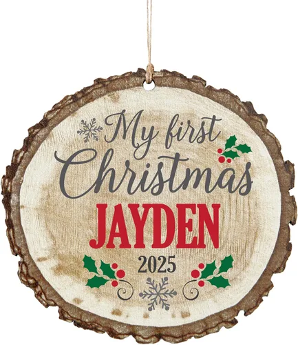 Miniatura 25 de Let's Make Memories Adorno personalizado para la primera Navidad del bebé, adorno de recuerdo 2025, mi primera Navidad, pies de bebé, corazón