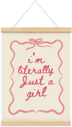 Miniatura 23 de Wheatwin Decoración de habitación de niñas, colgador de póster de madera para bebé, coqueta de lazo rosa, decoración de pared femenina de moda, 12 x