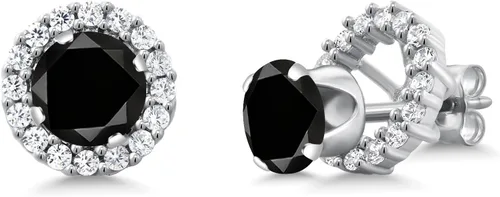 Miniatura 249 de Gem Stone King Aretes redondos de plata de ley 925 de 0.236 in con piedra natal extraíble para mujer
