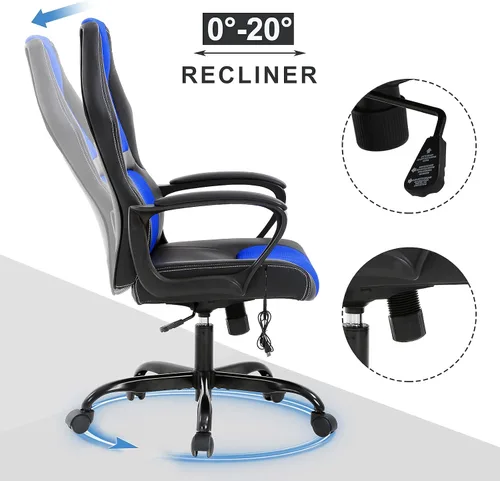 Miniatura 4 de Offcie - Silla de juegos de PC, silla de computadora estilo carreras con reposabrazos acolchado, silla ergonómica de escritorio para el hogar