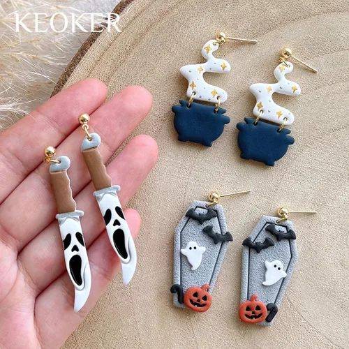 Miniatura 5 de KEOKER Cortadores de arcilla polimérica para Halloween, cortadores de arcilla para la fabricación de aretes de Halloween, 10 formas de Halloween
