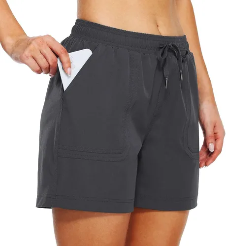 Miniatura 4 de Cotton Shorts Summer Sport Solid Compression Womens Cargo Pants 2023 with Pockets Drawstring Trousers High Rise Dark Gray