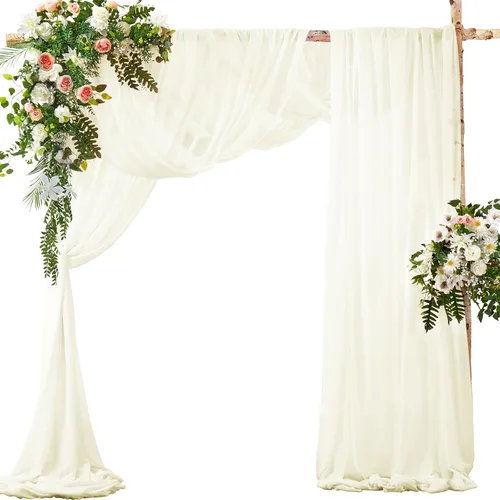 Miniatura 11 de SiinvdaBZX 2 Paneles Tela Drapeada de Arco de Boda 30" x 240" de Poliéster de Gasa Negra para Múltiples Ocasiones