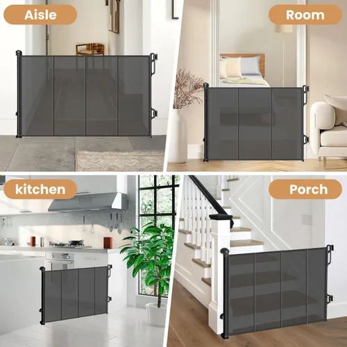 Miniatura 6 de Spaceany Puerta retráctil reforzada para bebés o puerta de malla para perros, fácil de usar para escaleras, puertas, pasillos, interiores