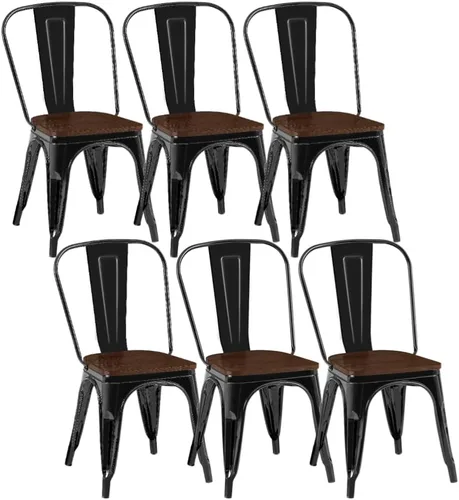 Miniatura 28 de Juego de 8 sillas de comedor de metal verde alpino, sillas de cocina apilables retro estilo granja, sillas laterales de acero verde oscuro para café