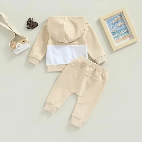 Miniatura 3 de Conjunto de ropa para niños pequeños, sudadera de retazos, manga larga, pantalones sólidos, para otoño e invierno