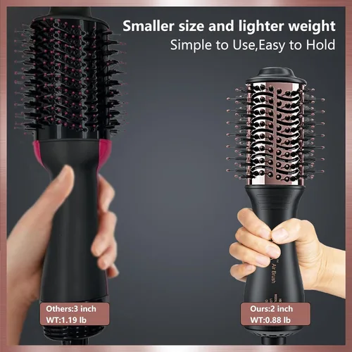 Miniatura 3 de Cepillo secador de pelo automático de doble voltaje con enchufe europeo, cepillo secador de pelo de viaje con bolsa de viaje, mini cepillo secador