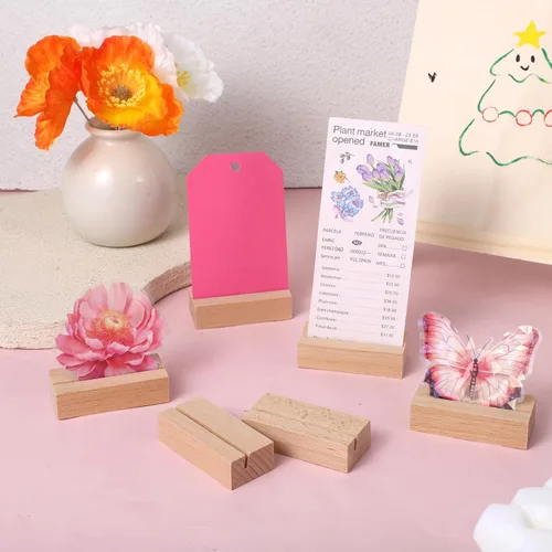 Miniatura 6 de 6 soportes de madera para números de mesa de 2.17 pulgadas, soportes de madera para tarjetas de lugar, soporte para tarjetas de imagen y nombre