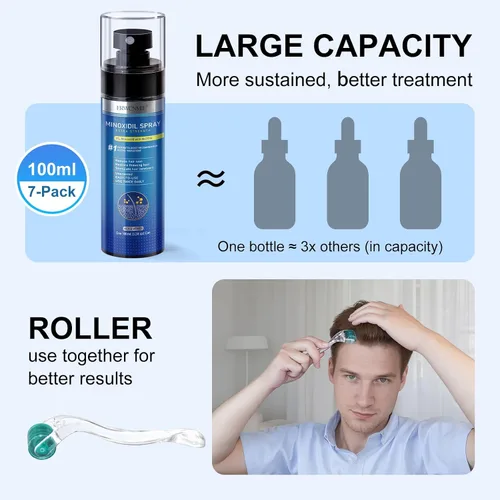 Miniatura 7 de Spray de minoxidil al 5% para hombres y mujeres, paquete de 7, impregnado con biotina, crecimiento de la barba, tratamiento extra fuerte