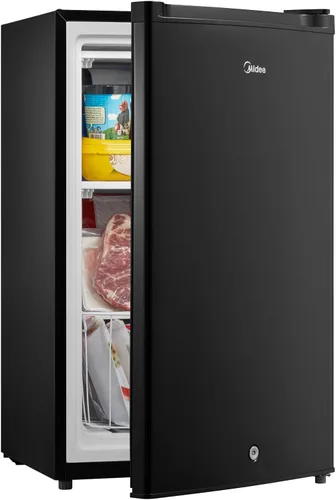 Midea MRU03M2ABB - Congelador vertical, mini congelador de 3.0 pies cúbicos, para cocina, apartamento, oficina, sótano o dormitorio, negro