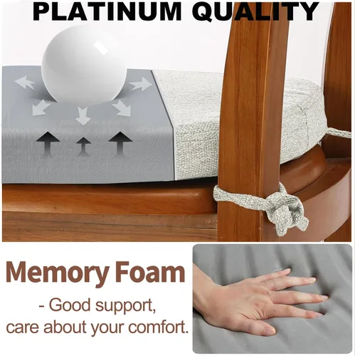 Miniatura 3 de SINOSSO Paquete de 4 cojines de espuma viscoelástica para sillas de comedor, tela tejida amigable de 16 pulgadas en forma de U, cómodas almohadillas