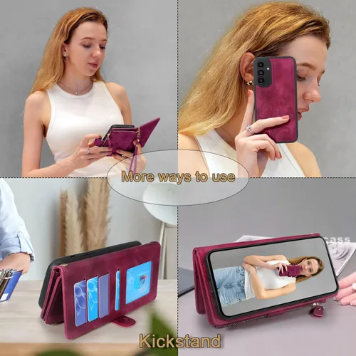 Miniatura 4 de Funda compatible con Samsung Galaxy A13 4G LET/5G [12 ranuras para tarjetas] Soporte para efectivo de crédito de identificación, bolsillo