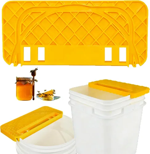 HIMO Soporte para tanque de destapado de miel, herramienta raspadora de panal de apicultura, soporte de marco de panal amarillo, compatible con