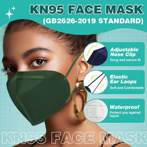 Miniatura 2 de XDX Mascarillas KN95, paquete de 50 mascarillas faciales multicolor envueltas individualmente para hombres y mujeres, 5 capas mascarillas