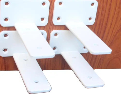 Miniatura 50 de Paquete de 2 - Soportes de estante en L ocultos negros de 4 pulgadas (1/5 pulgada de grosor) Soportes de estante flotante de hierro Soportes