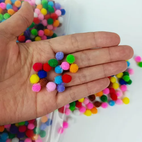 Miniatura 3 de 2000 mini pompones para manualidades, pompones de 0.23 pulgadas en colores surtidos brillantes y llamativos, pompones de 0.23 pulgadas para arte