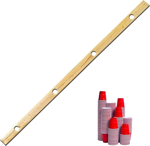Generic Tabla de beber de esquí de tiro de madera para fiesta, boda, gran evento (4 personas, con vaso de plástico)