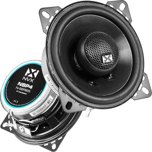 NVX NSP4 - Altavoces para automóvil de 4 pulgadas, 300 W máximo, 100 W RMS, coaxial de 2 vías con tweeters de cúpula de seda y X-overs integrados,