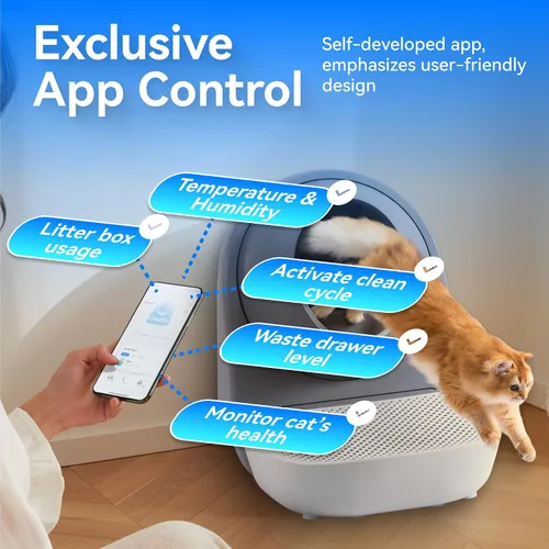 Miniatura 7 de CATLINK - Caja de arena automática para gatos autolimpiante, color gris, caja de arena robótica con monitoreo de salud, hogares con varios gatos