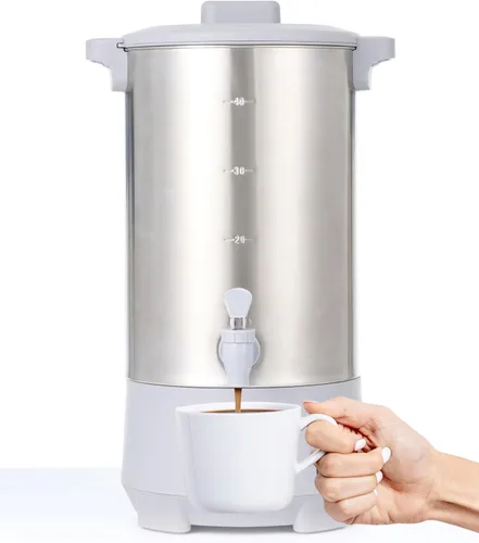 SYBO Urna de café de 45 tazas, cafetera de percolado de acero inoxidable de grado comercial, filtro extraíble, fácil de limpiar, urna de agua