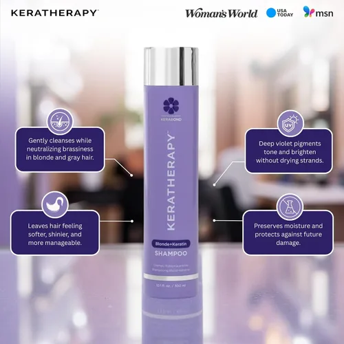 Miniatura 8 de KERATHERAPY Champú tonificante violeta totalmente rubio con infusión de queratina, 10.1 onzas líquidas, 10.1 fl oz, champú violeta para cabello