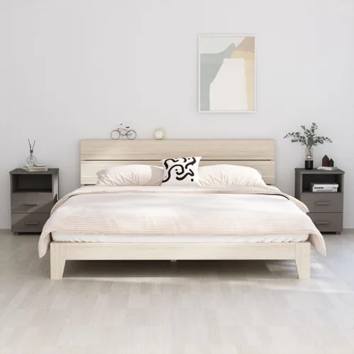 Miniatura 9 de Armario de noche con 2 cajones y 1 compartimento abierto, mesita de noche de madera, mesa auxiliar organizadora de almacenamiento para muebles