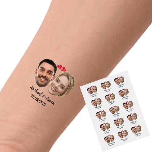 Miniatura 36 de YESCUSTOM Tatuajes temporales personalizados con foto, tatuaje facial personalizado con logotipo para adultos, parejas, mujeres, hombres, tatuajes