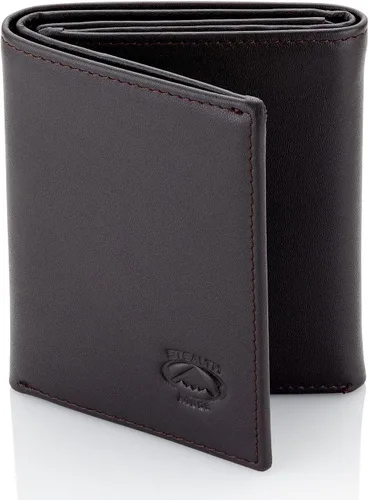 Miniatura 59 de Stealth Mode Cartera de cuero triple RFID para hombres con soporte de identificación abatible (negro)