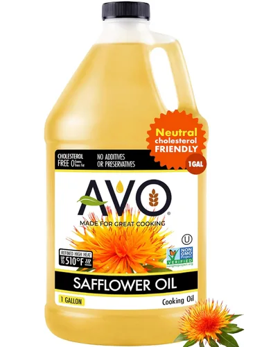 AVO Aceite de cártamo alto oleico a granel, 1 galón, sin OMG, procesado naturalmente, alto punto de humo 510°F