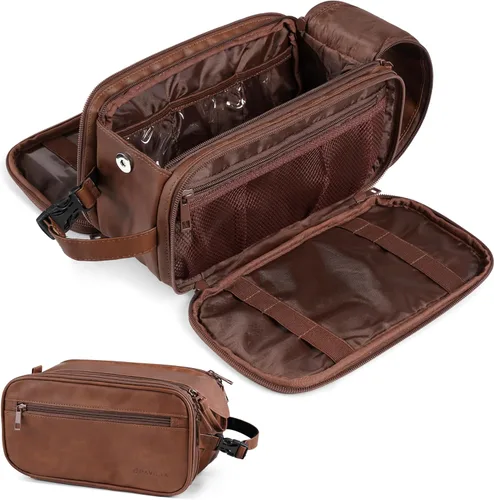 Miniatura 12 de PAVILIA Neceser para hombres y mujeres, bolsa de viaje, estuche organizador de artículos de tocador, artículos esenciales de viaje, kit de afeitado