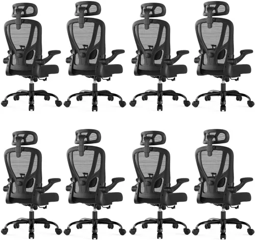 Miniatura 12 de Silla de oficina ergonómica de escritorio, silla de oficina de malla con respaldo alto con reposacabezas, ruedas, soporte lumbar, sillas de oficina