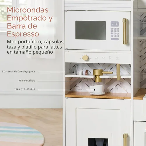 Miniatura 5 de Best Choice Products - Juego de cocina de simulación para niños, juego interactivo de madera para niños pequeños con isla, máquina de espresso, 17