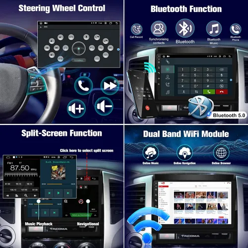 Miniatura 5 de Radio para Tacoma: 2+32G Estéreo de coche con Bluetooth AM FM Carplay Auto para Toyota Tacoma Truck 2005-2015, 9 "Pantalla táctil del mercado