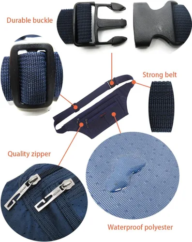 Miniatura 38 de Bolsa de cintura ultrafino con ranuras c/visualización para tarjeta de crédito, para deportes, aire libre, correr, caminar, viajes.
