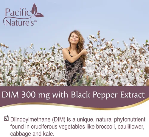 Miniatura 6 de Pacific Nature's DIM 300 mg con pimienta negra (90 cápsulas) Suplemento de diindolilmetano para el equilibrio hormonal y apoyo tanto para hombres