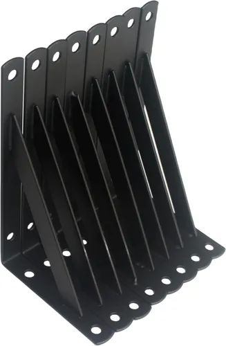 Miniatura 94 de Paquete de 16 soportes de estante resistentes negros de 20 pulgadas de largo x 12 pulgadas de alto con tornillos, soportes de estante de metal