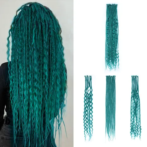 Miniatura 27 de 15 extensiones de rastas de doble extremo, 24 pulgadas, extensiones de rastas falsas de 0.6 pulgadas, color marrón degradado, extensiones de rastas